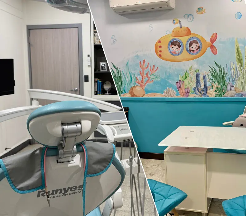 Interior de Bright Dental Center — área de espera y atención